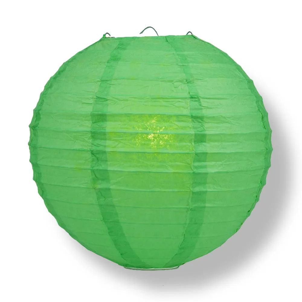 10" Emerald Green Round Paper Lantern, Even Ribbing, Chinese Hanging Wedding & Party Decoration