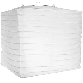 10" White Shimmering Nylon Square Lantern