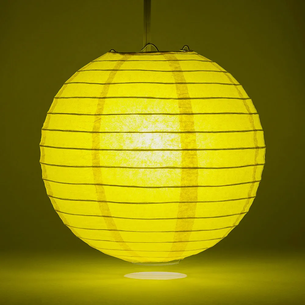 10" Yellow Round Paper Lantern, Even Ribbing, Chinese Hanging Wedding & Party Decoration