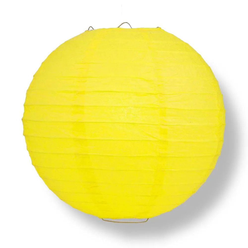 10" Yellow Round Paper Lantern, Even Ribbing, Chinese Hanging Wedding & Party Decoration