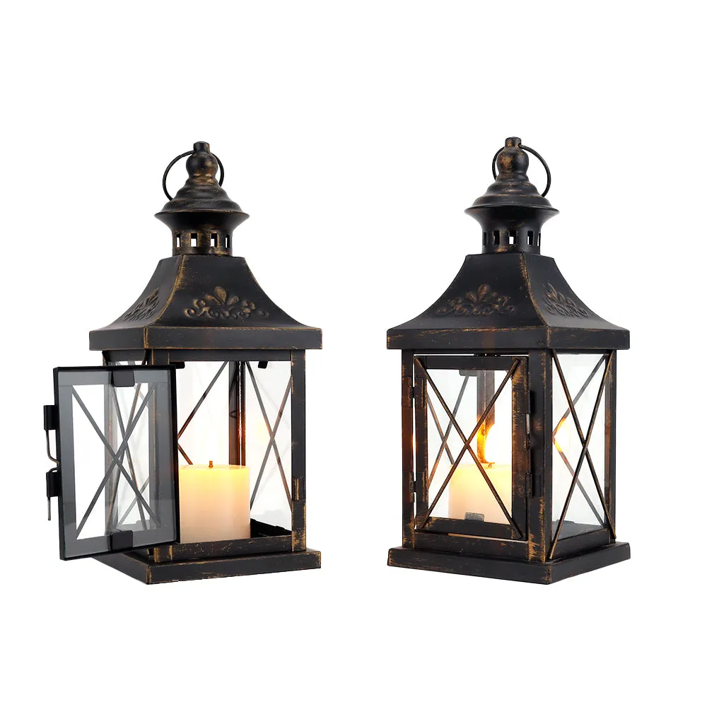 11'' High Metal Decorative Candle Lantern Hanging Candle Holder(Set of 2)