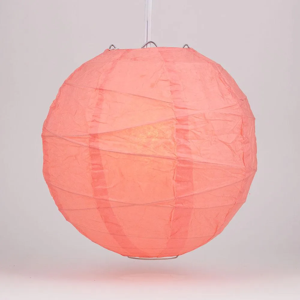 12 PACK |  Roseate / Pink Coral Crisscross Ribbing, Hanging Paper Lantern Combo Set