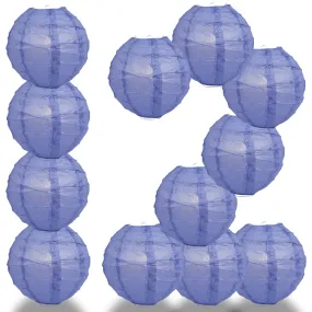 12 PACK |  Very Periwinkle / Astra Blue Crisscross Ribbing, Hanging Paper Lantern Combo Set