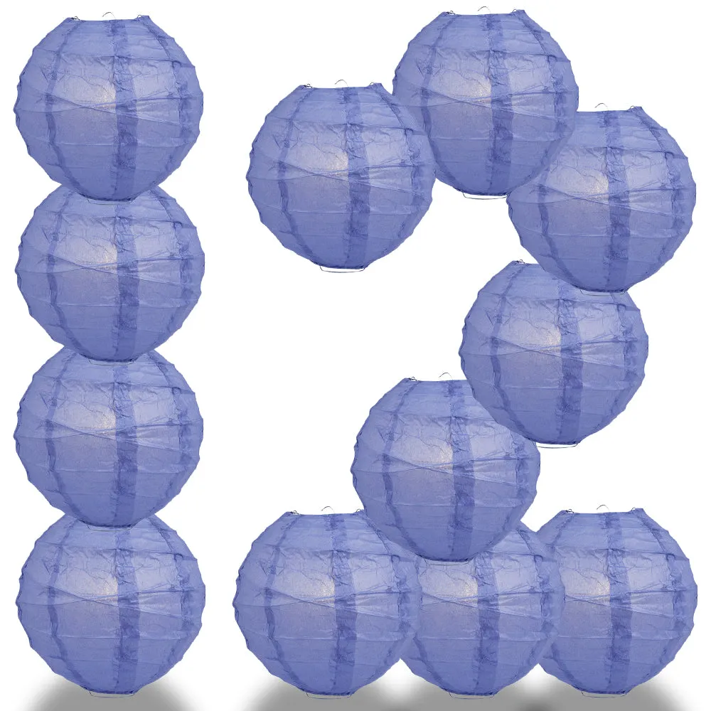 12 PACK |  Very Periwinkle / Astra Blue Crisscross Ribbing, Hanging Paper Lantern Combo Set