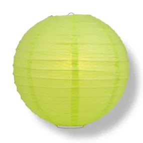 12" Light Lime Green Round Paper Lantern, Even Ribbing, Chinese Hanging Wedding & Party Decoration