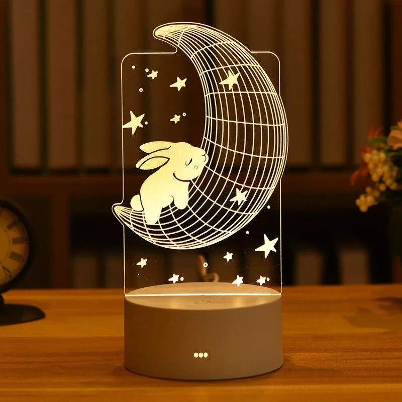 3D LED Night Light Table Bedside Lamp Romantic Heart Bear Light Home Decoration Gift Box