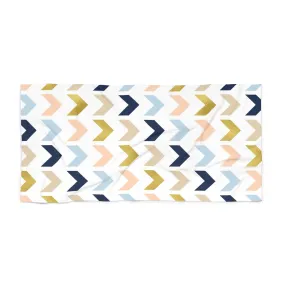 Abstract Bath, Beach Towel | Chevron Navy Blue, Beige Arrows