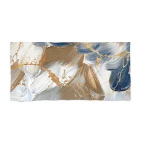 Abstract Boho Bath Beach Towel | Beige Brown, Pale Blue