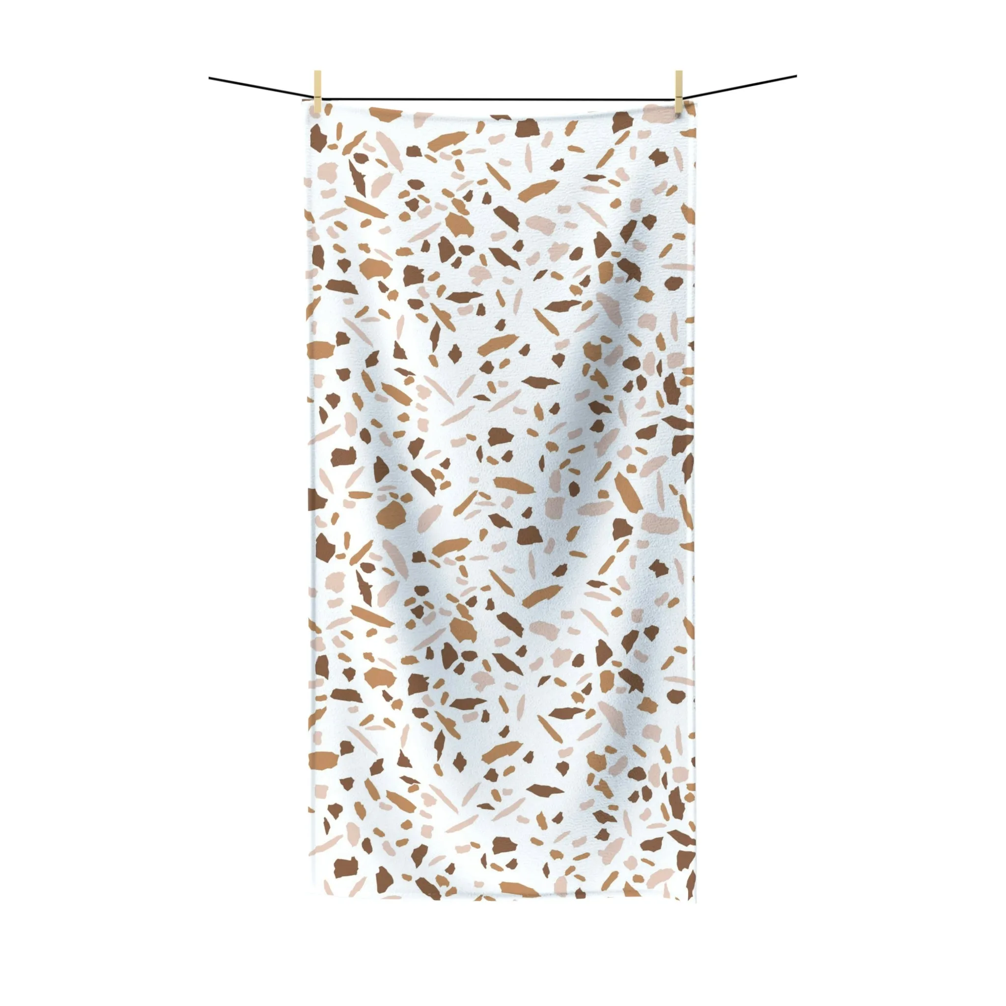 Abstract Boho Bath Towel | Terracotta White Beige