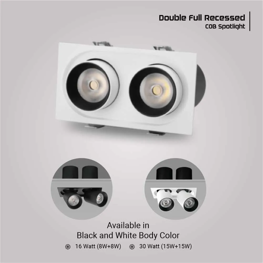 Adjustable Double Full Recessed COB Spotlight