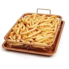 Air Fry in your Oven - 2 Piece Nonstick Copper Tray and Basket-Rectangle