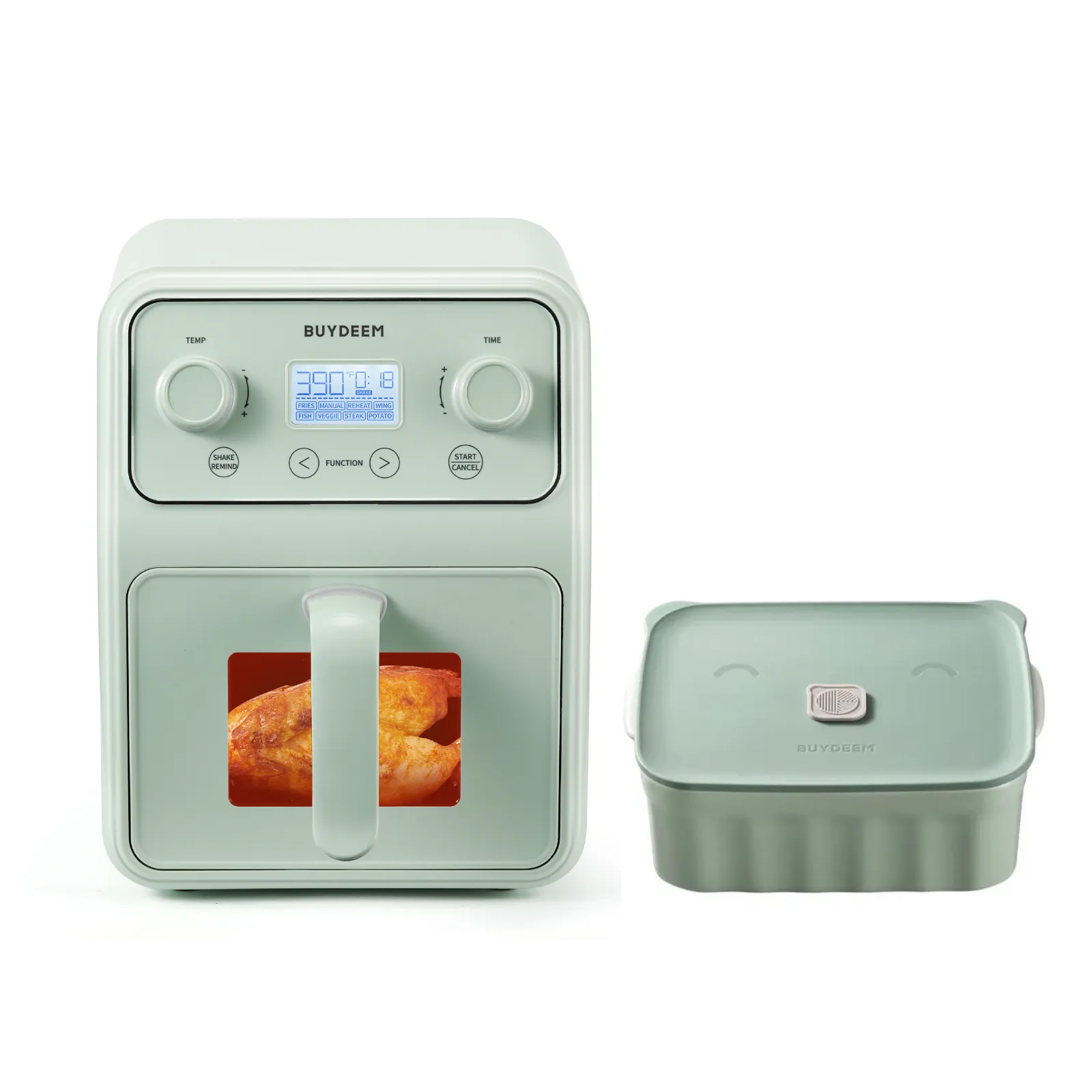 Air Fryer with Ceramic Lunch Box, Green - Bundle Offer