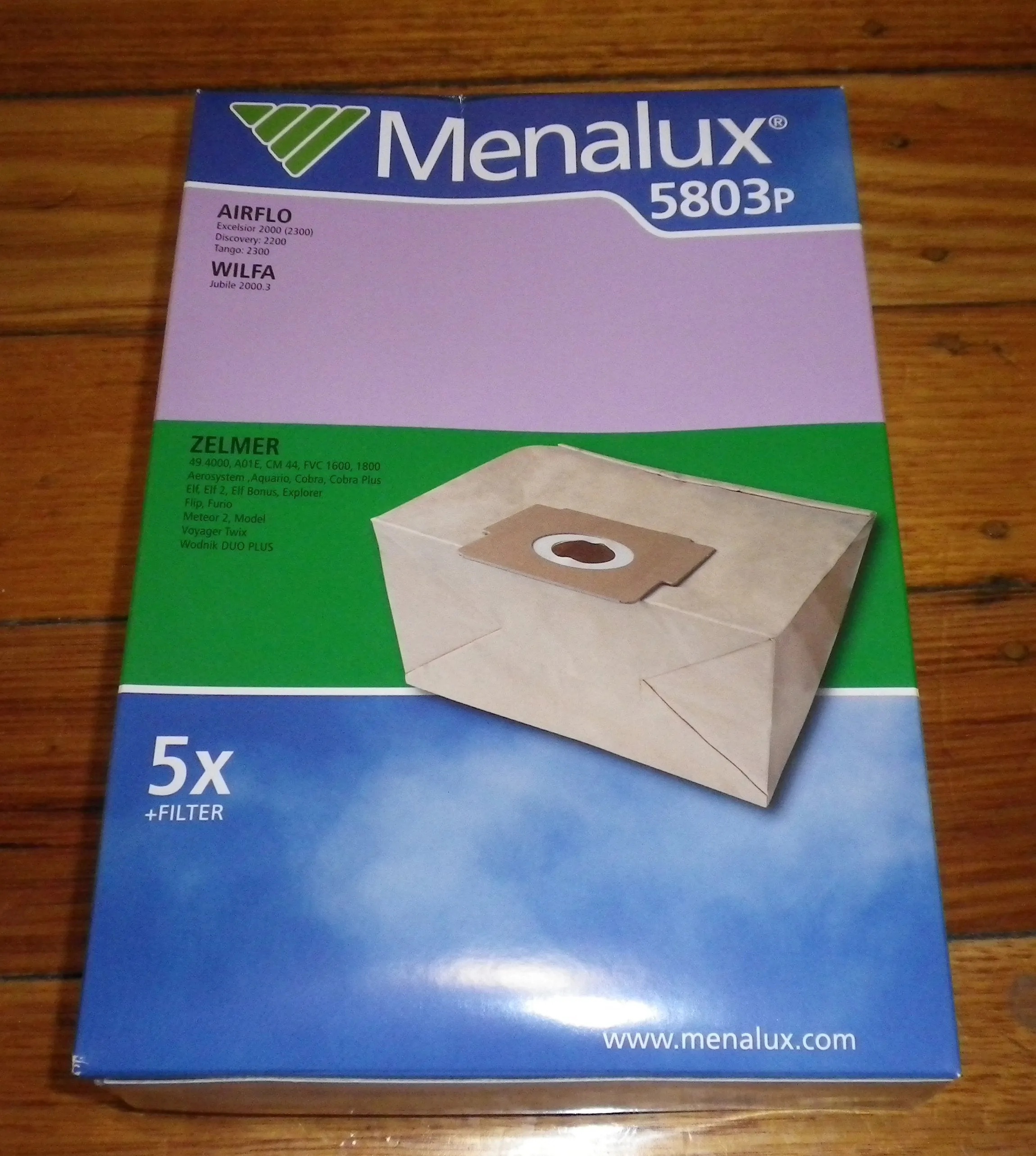 Airflo, Wilfa, Zelmer Compatible Vacuum Cleaner Bags - Menalux Part # 5803P