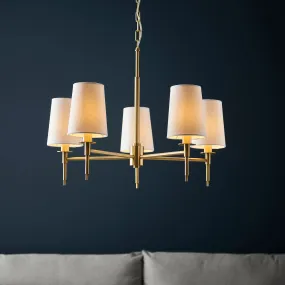 Amos Westminster 5 Light Chandelier Satin Brass