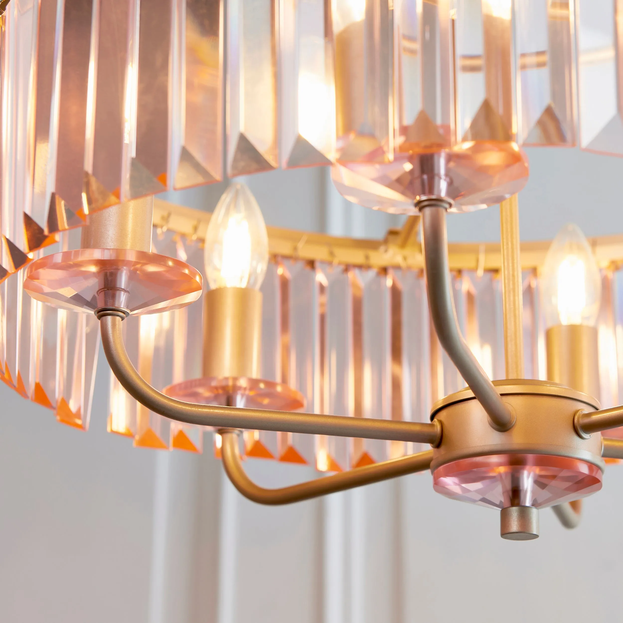 Amos Windsor Chandelier Champagne & Rose Pink