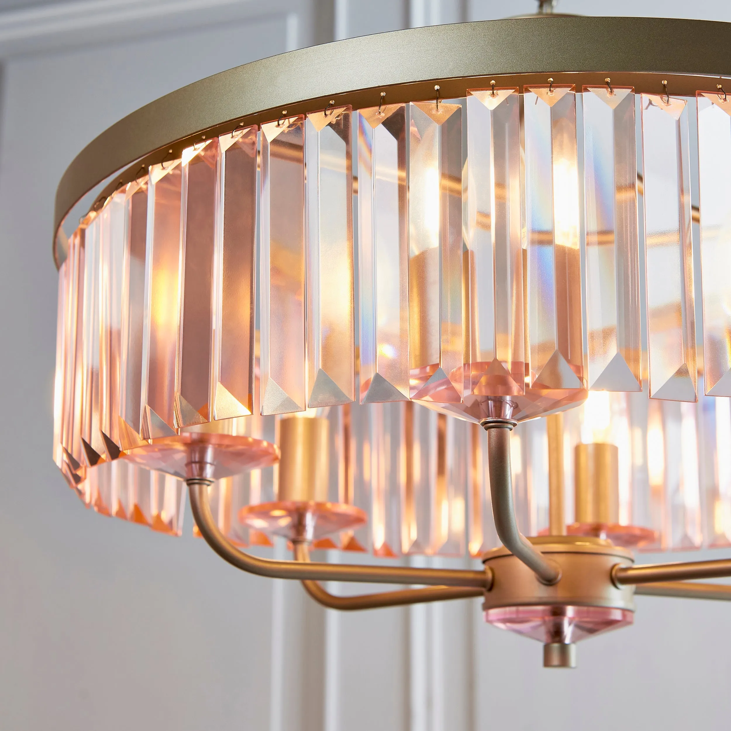 Amos Windsor Chandelier Champagne & Rose Pink