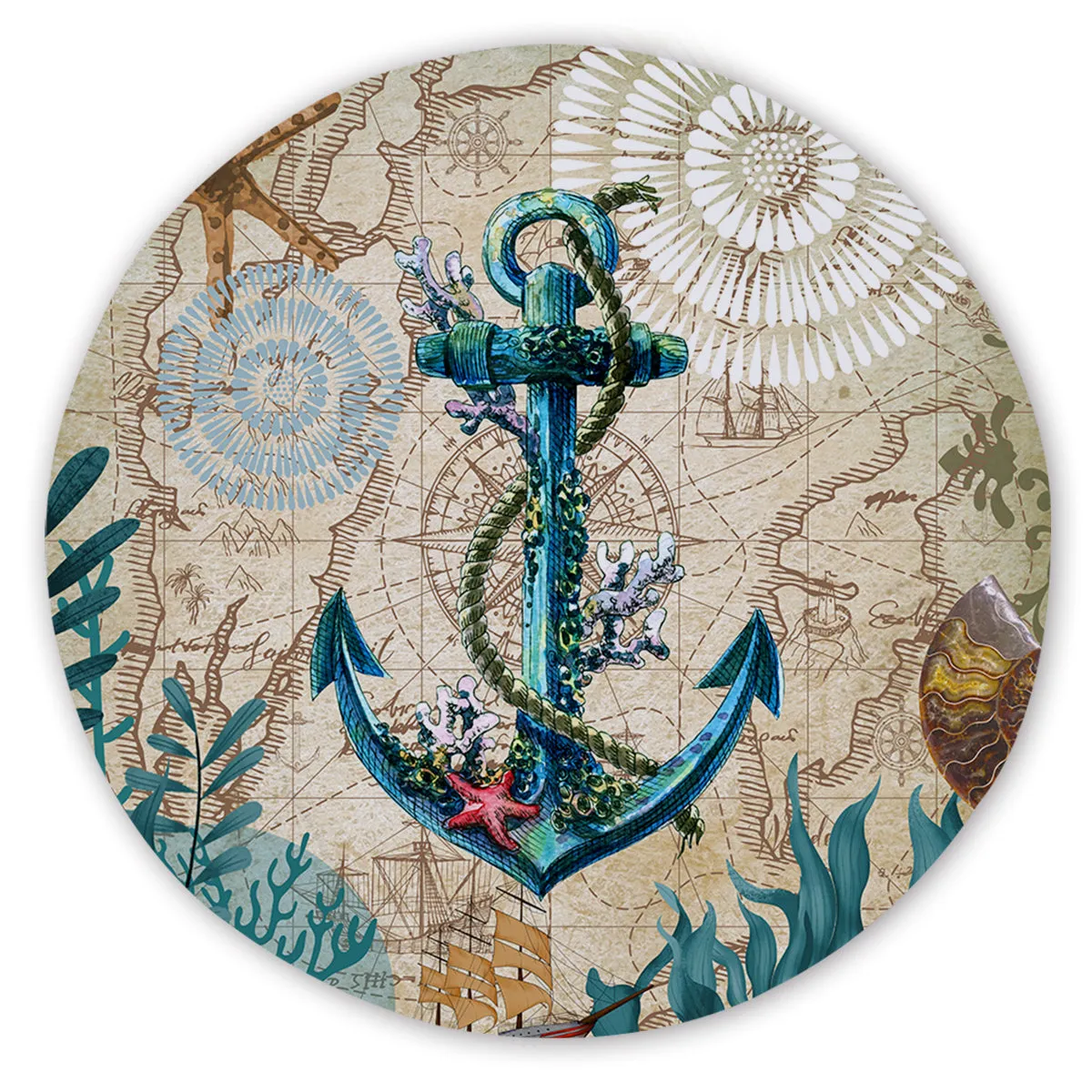 Anchor Love Round Beach Towel