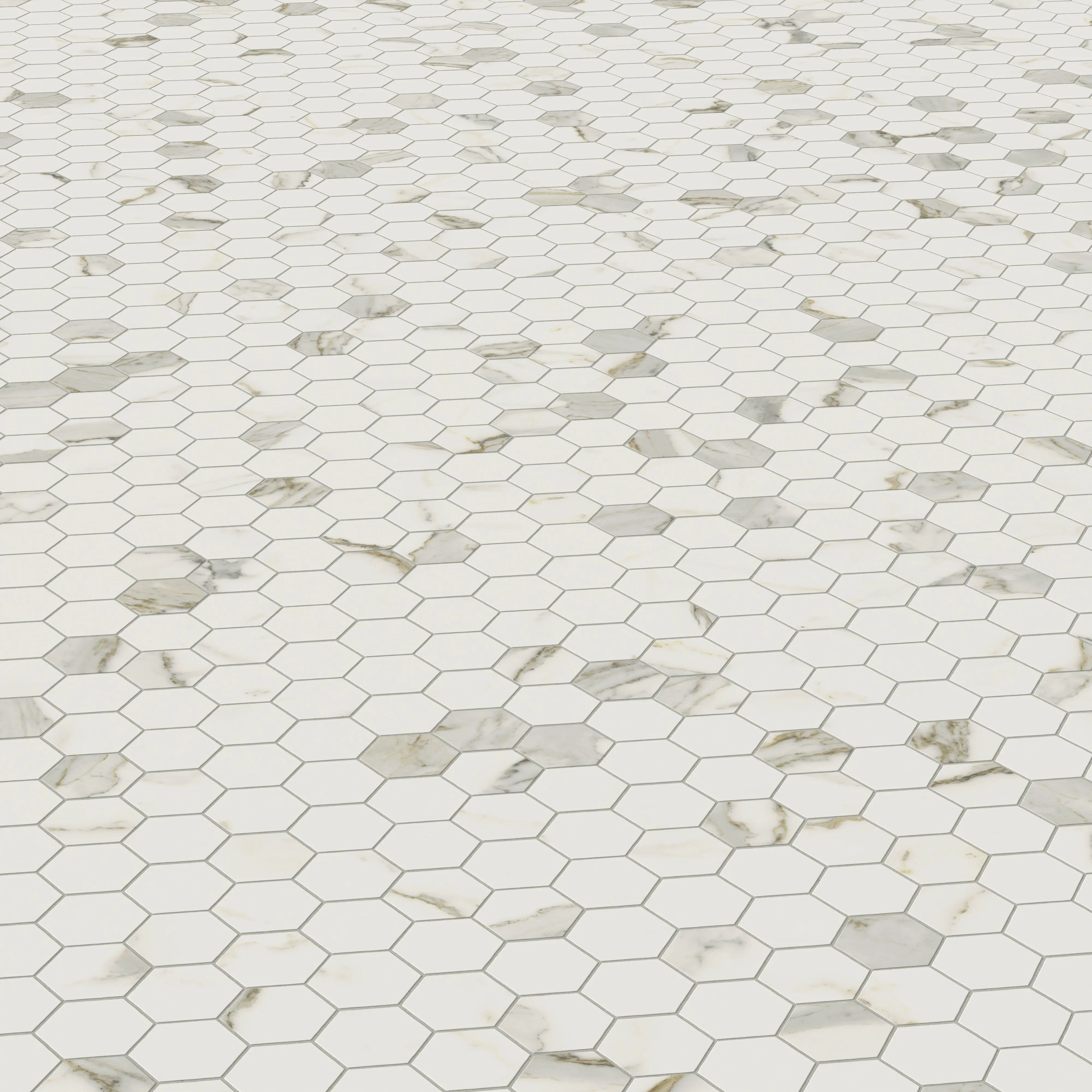 Aniston 2x2 Matte Porcelain Hexagon Mosaic Tile in Calacatta Top