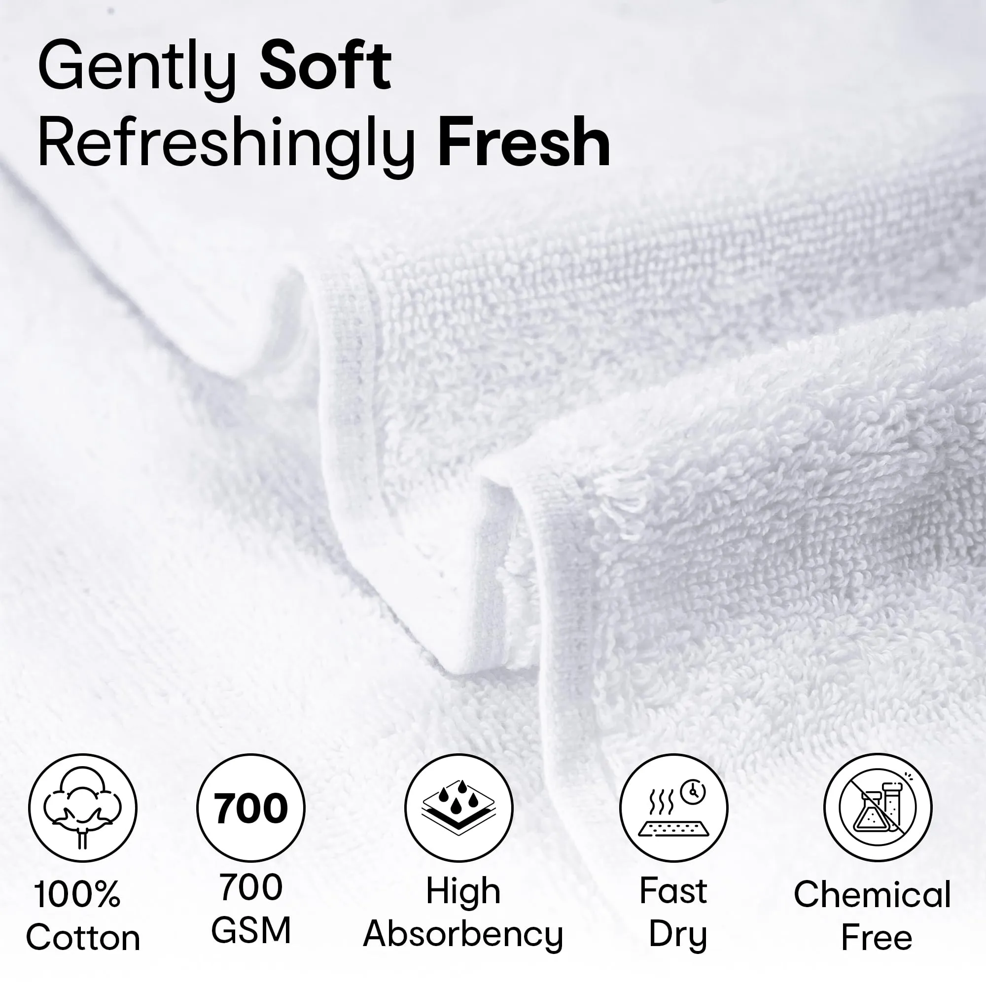 Anko Australia 100% Cotton 700 GSM Large Ribbed Bath Towel | Set of 1 | Super-Soft, Absorbent, Quick-Drying | White Towel for Men, Women & Kids | 135x68 cm |Travel, Gym, Spa Towel