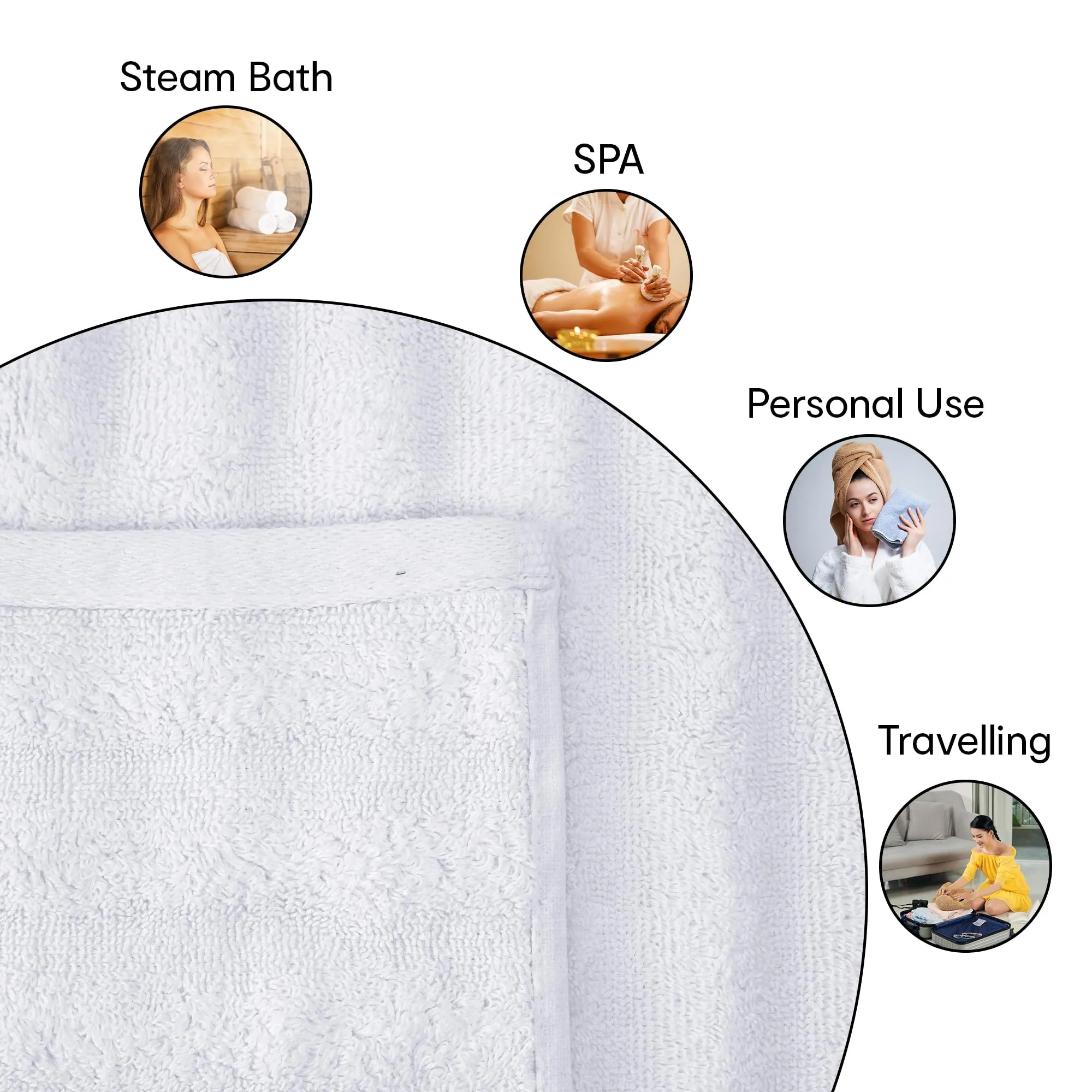 Anko Australia 100% Cotton 700 GSM Large Ribbed Bath Towel | Set of 1 | Super-Soft, Absorbent, Quick-Drying | White Towel for Men, Women & Kids | 135x68 cm |Travel, Gym, Spa Towel