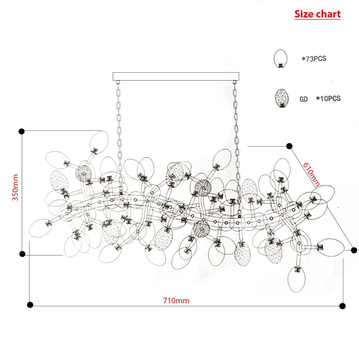 ANKUR GRAPE ESCAMOLES HORIZONTAL MODERN CHANDELIER