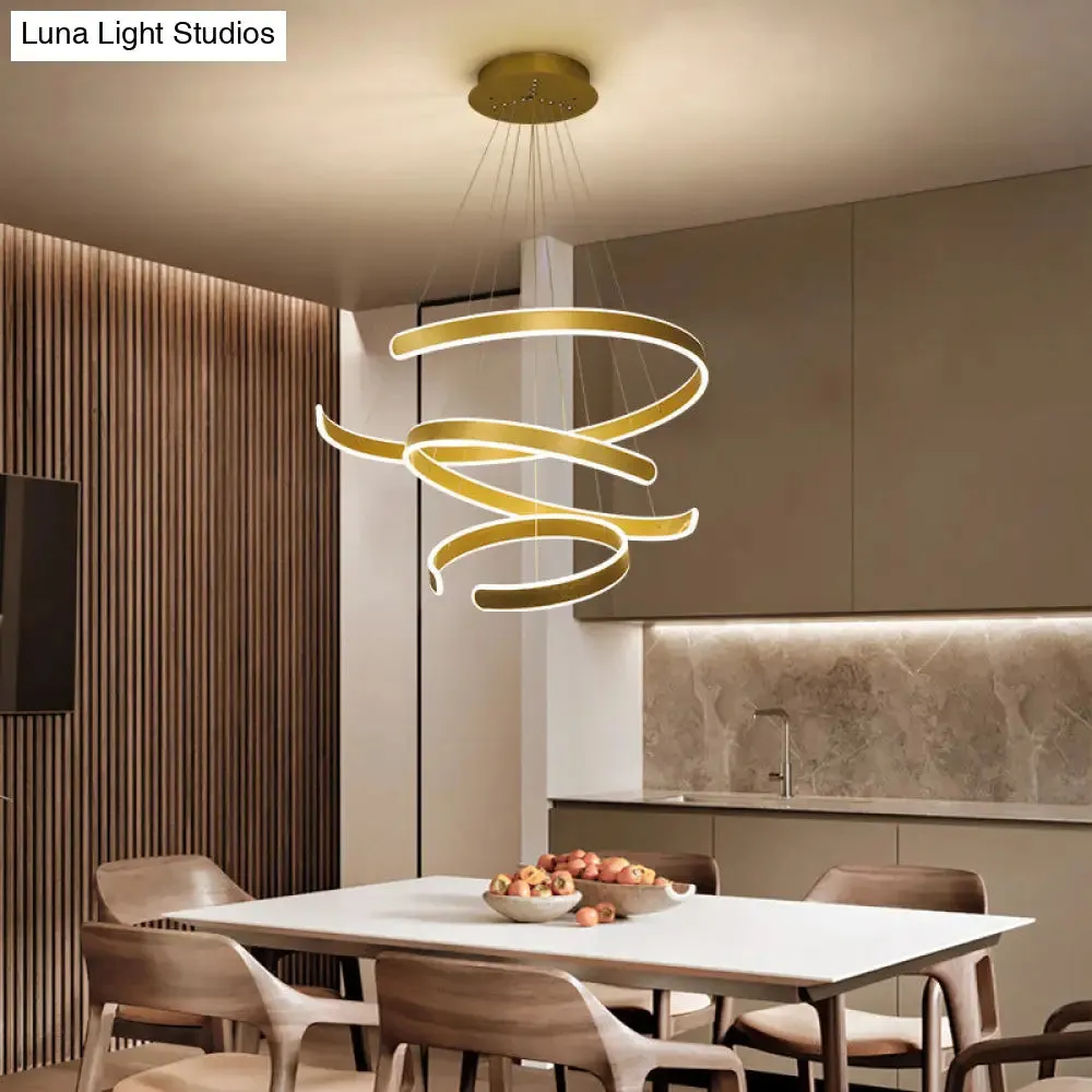 Artistic Curved LED Suspension Light - Aluminum Chandelier for Living Room