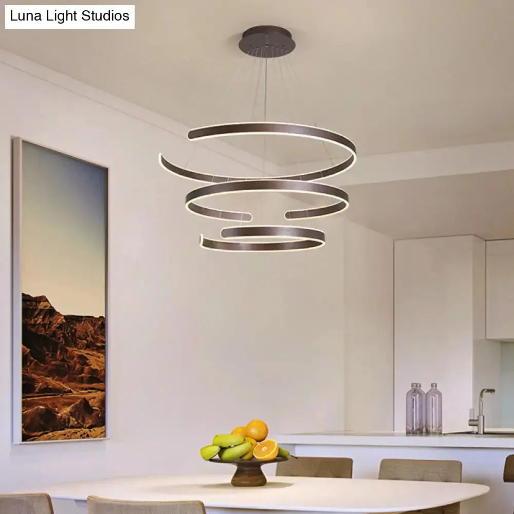 Artistic Curved LED Suspension Light - Aluminum Chandelier for Living Room