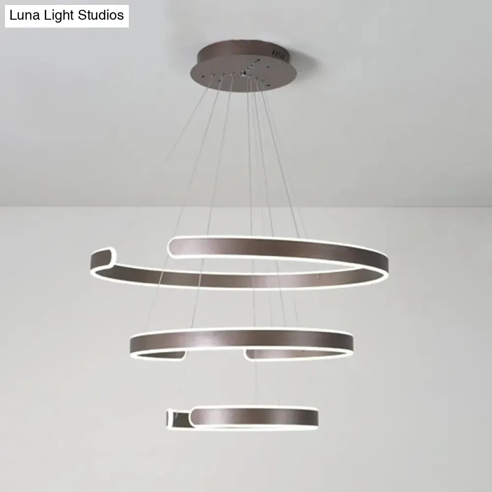 Artistic Curved LED Suspension Light - Aluminum Chandelier for Living Room