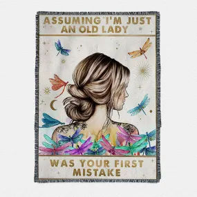 Assuming I'm Just An Old Lady Boho Blanket Woven Throw Blanket Print - Hippie Room Decor - Pshycadellic Room Decor - Gift For Women