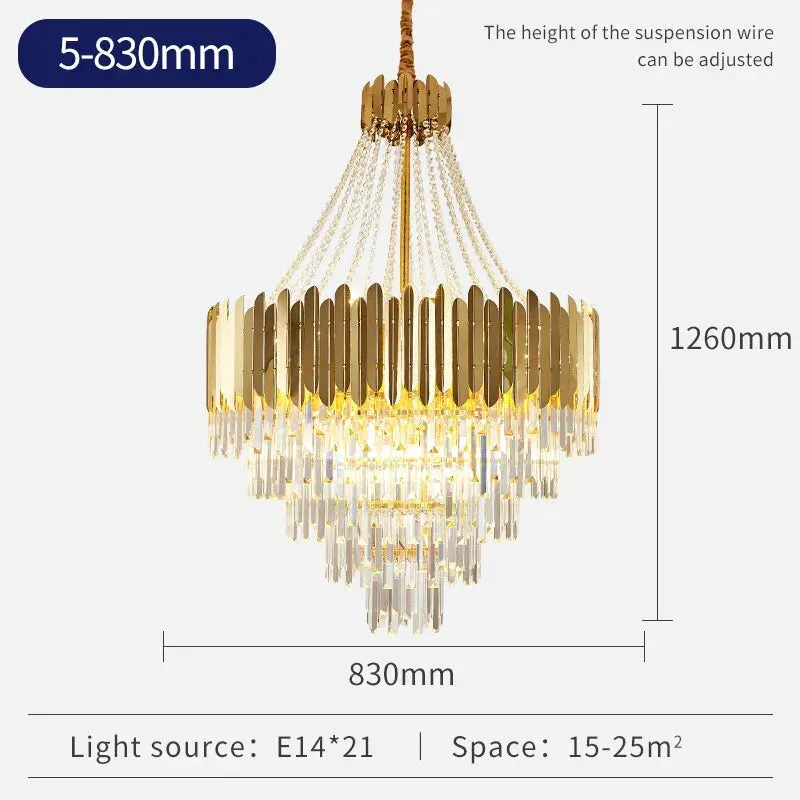 Avah - Gold Large Crystal Chandelier