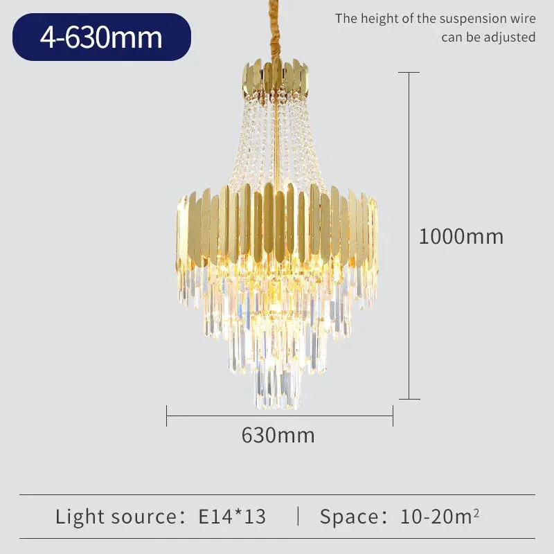 Avah - Gold Large Crystal Chandelier