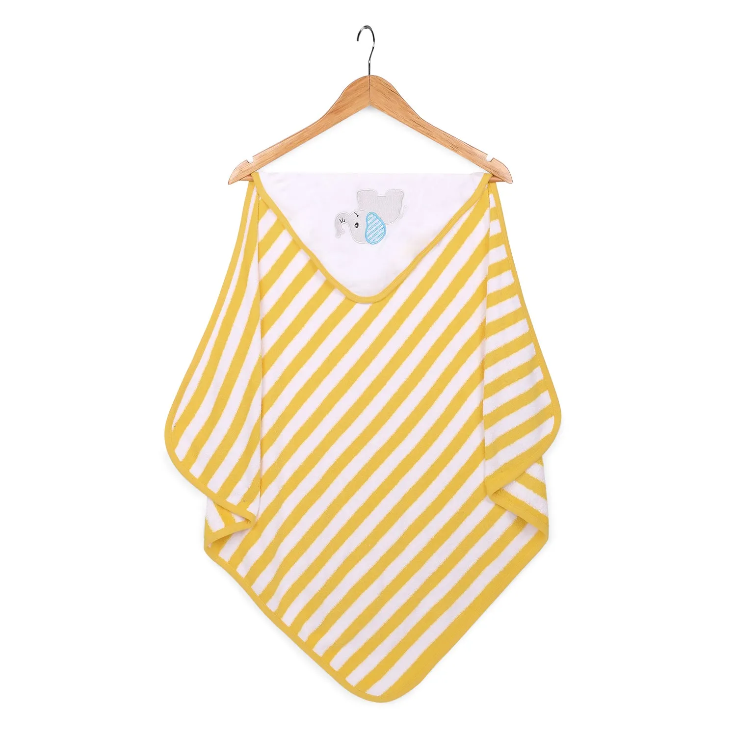 Baby Hooded Towel - Modern Stripes - Yellow/White