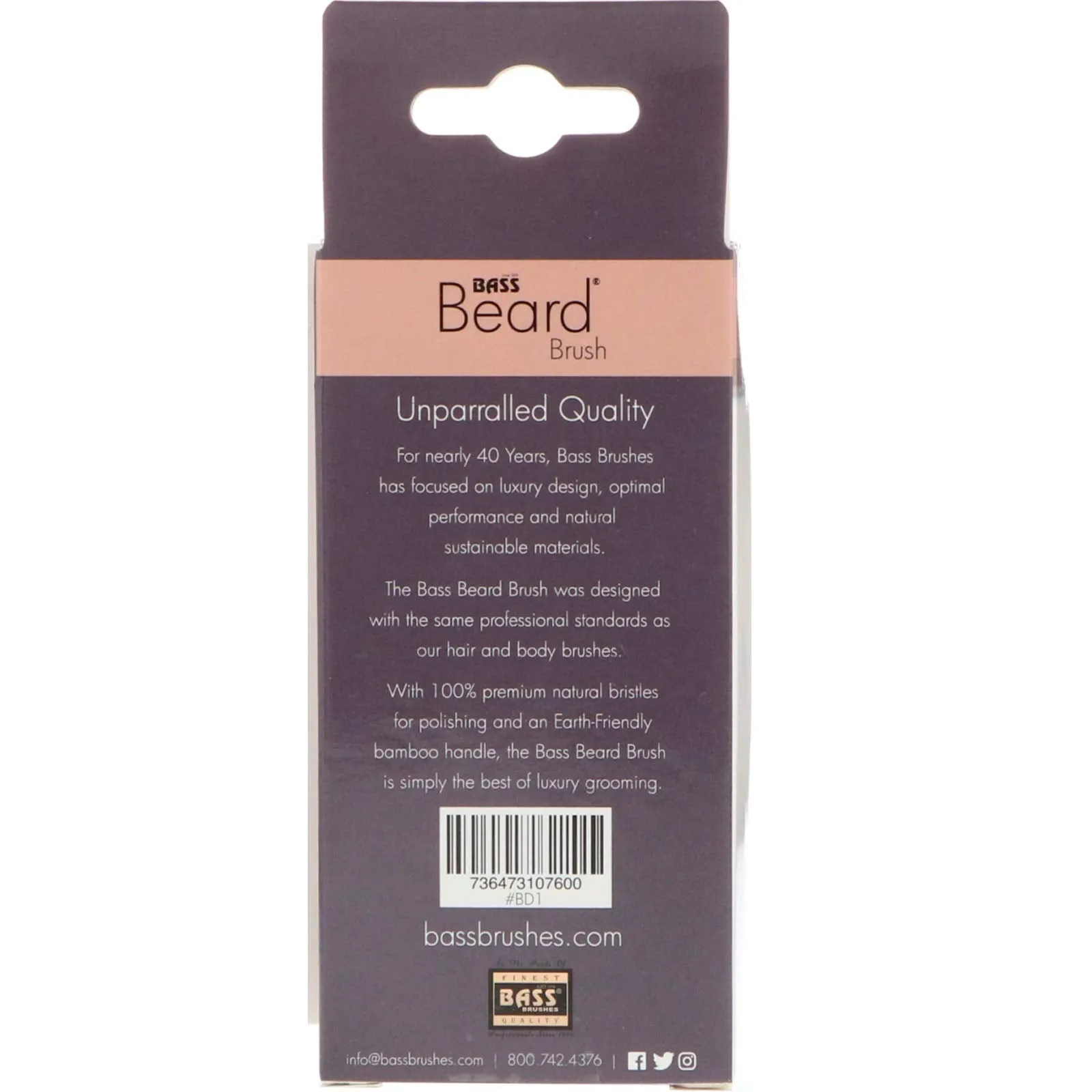 Bass Brushes Natural Bristle Beard Brush 1 EA