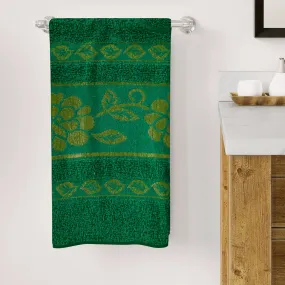 Bath Towel Rose Border - Green