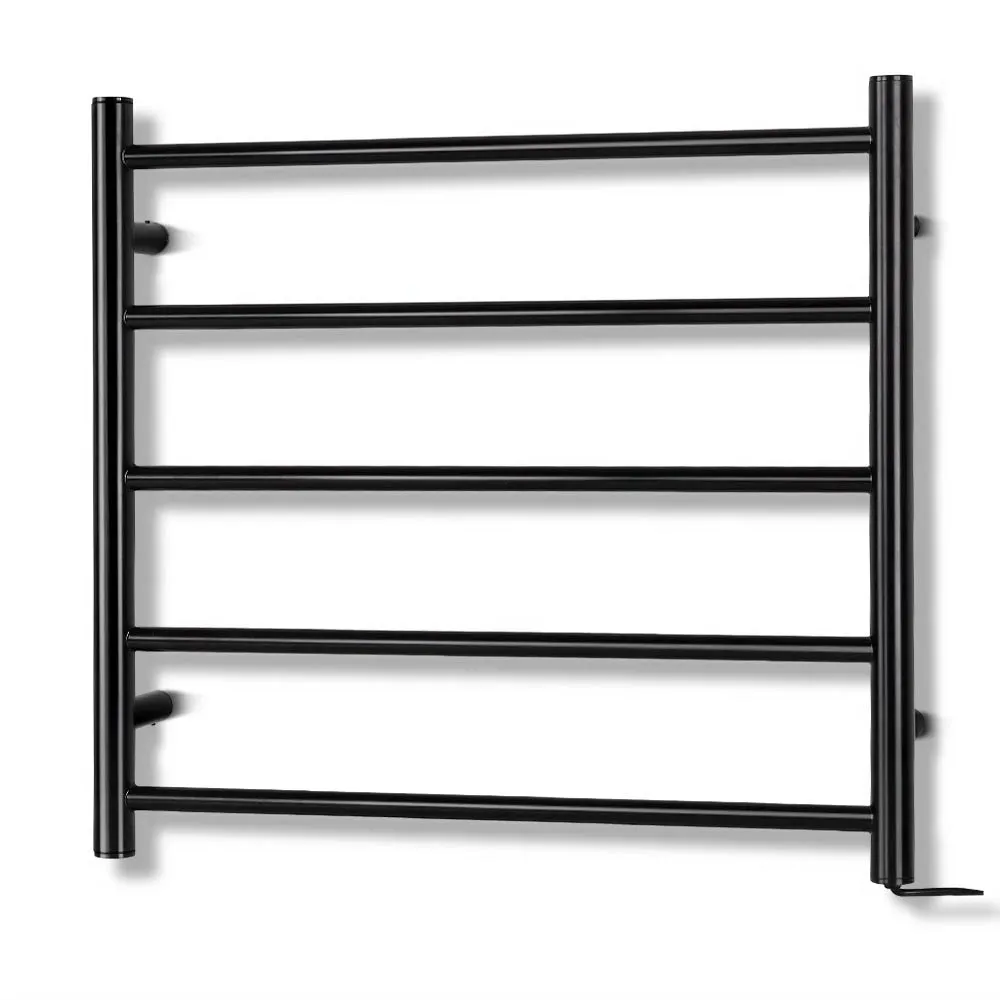 Bathroom Electric Heated Towel Rail Rack Heating 5 Rods Black