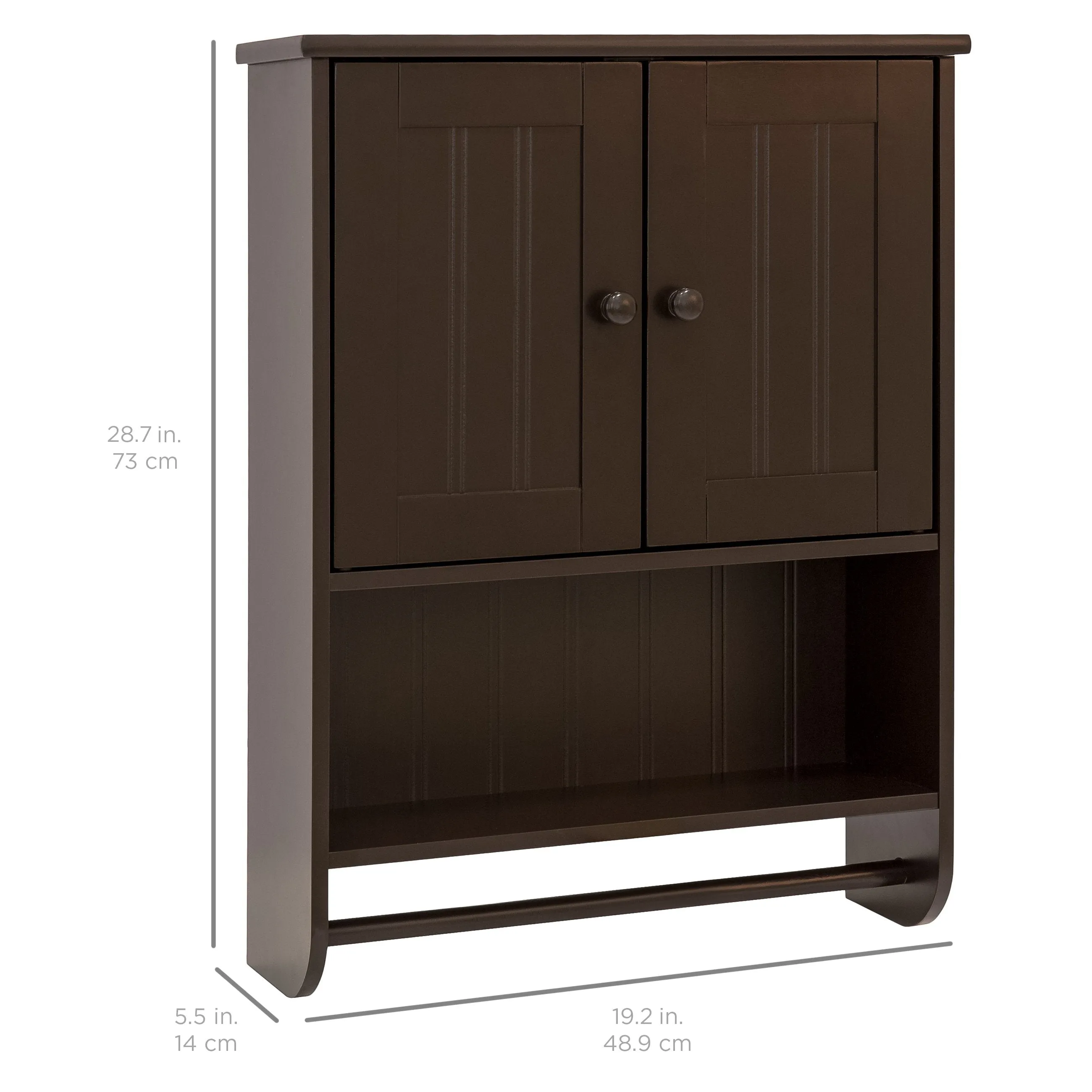 Bathroom Wall Storage Organization Cabinet w/ Double Doors, Towel Bar