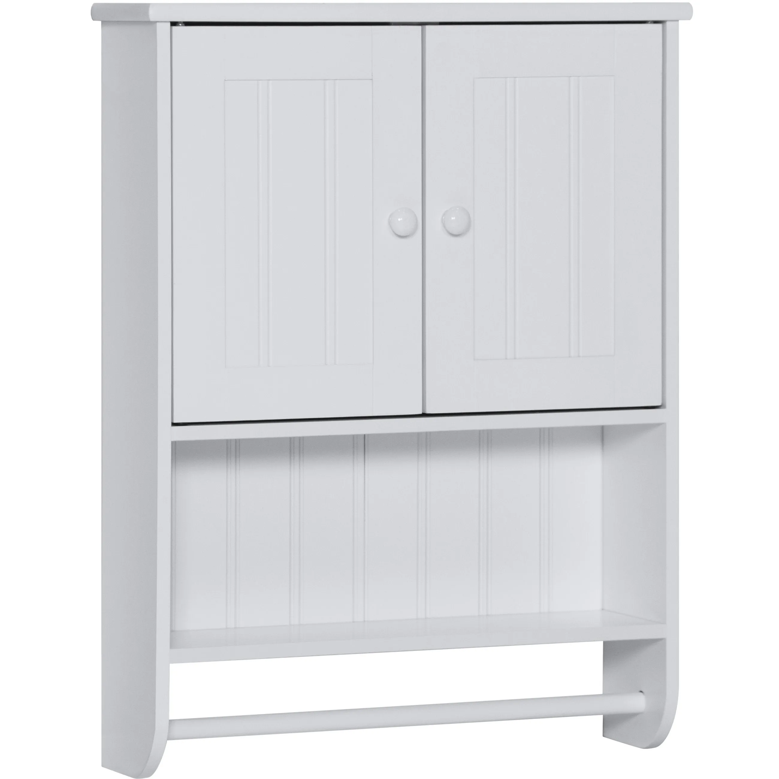 Bathroom Wall Storage Organization Cabinet w/ Double Doors, Towel Bar