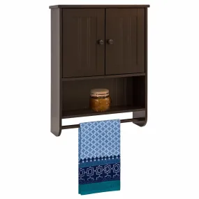 Bathroom Wall Storage Organization Cabinet w/ Double Doors, Towel Bar