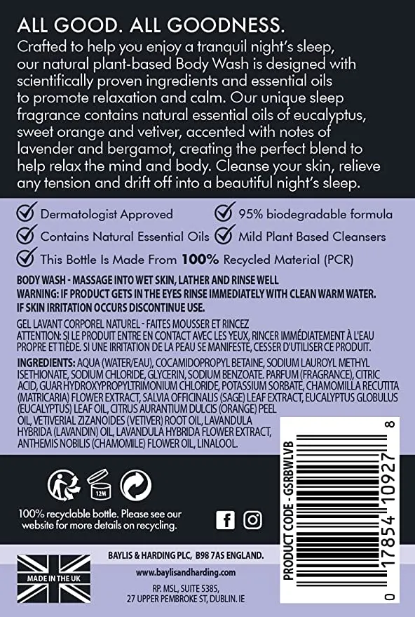 Baylis & Harding Goodness Sleep Lavender & Bergamot Sleep Natural Body Wash 500ml