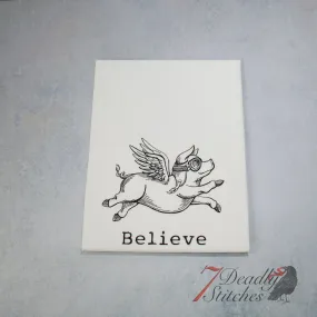 Believe Pig Flour Sack Dish Towel