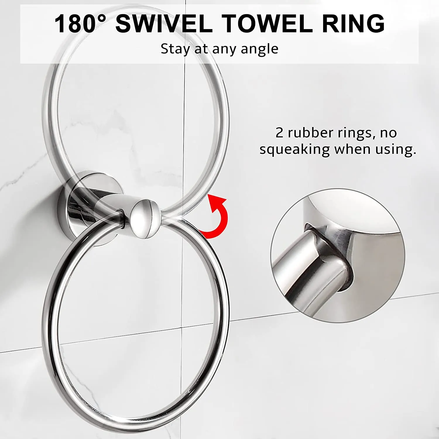 BGL Towel Ring Brushed Nickel, Bath Hand Towel Ring Stainless Steel Round Towel Holder for Bathroom