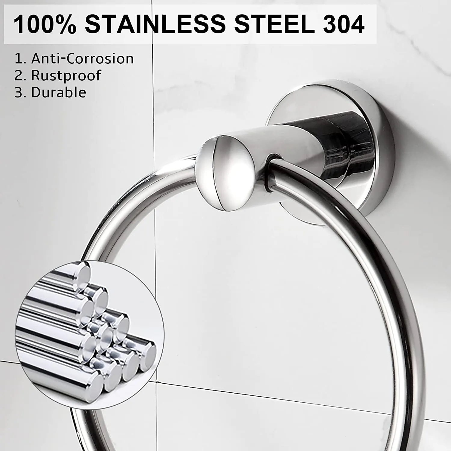 BGL Towel Ring Brushed Nickel, Bath Hand Towel Ring Stainless Steel Round Towel Holder for Bathroom