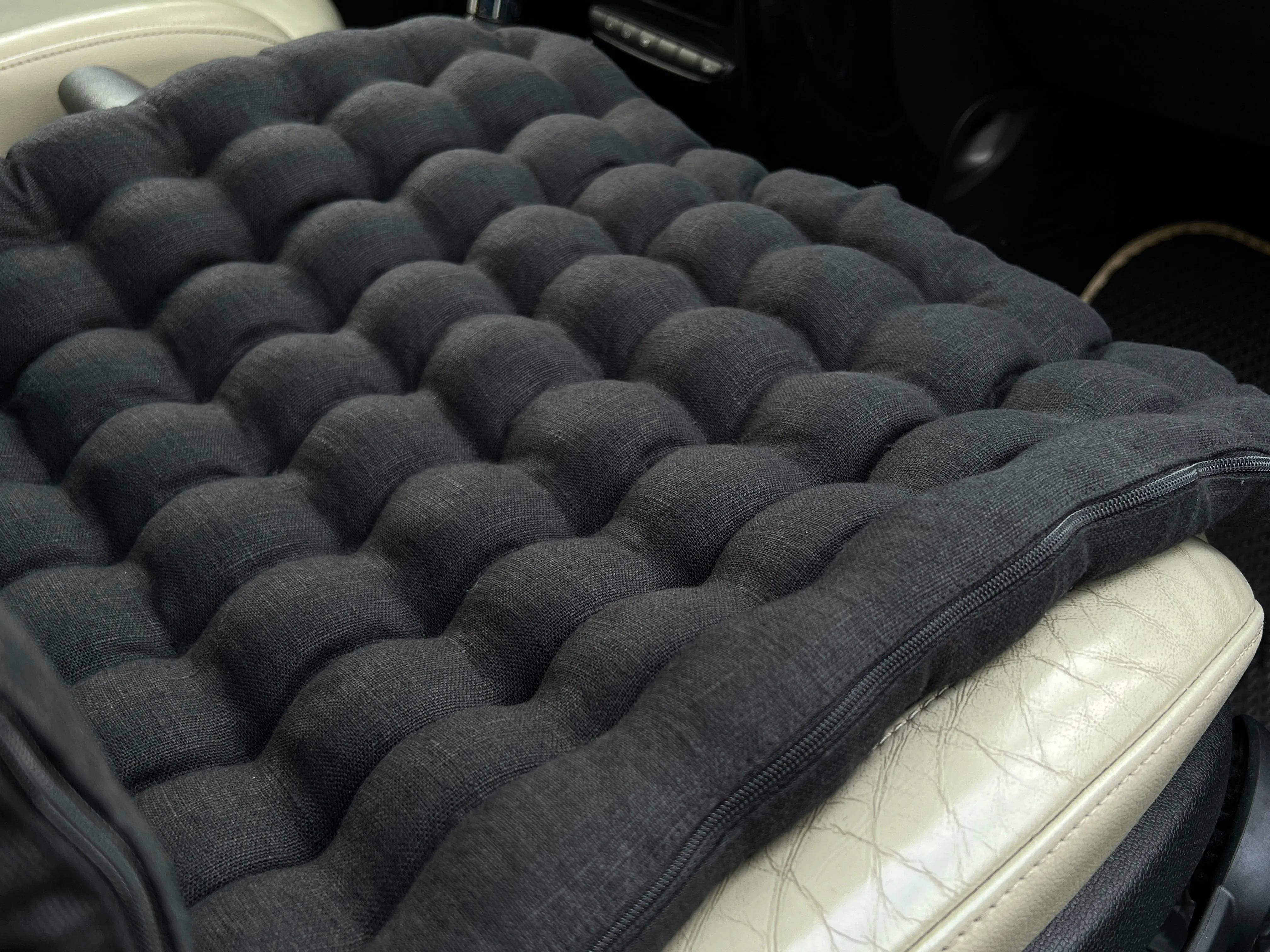 Black Linen Organic Car Seat Cover filling Buckwheat hulls in black color/Massage Orthopedic/Car Seat Cover