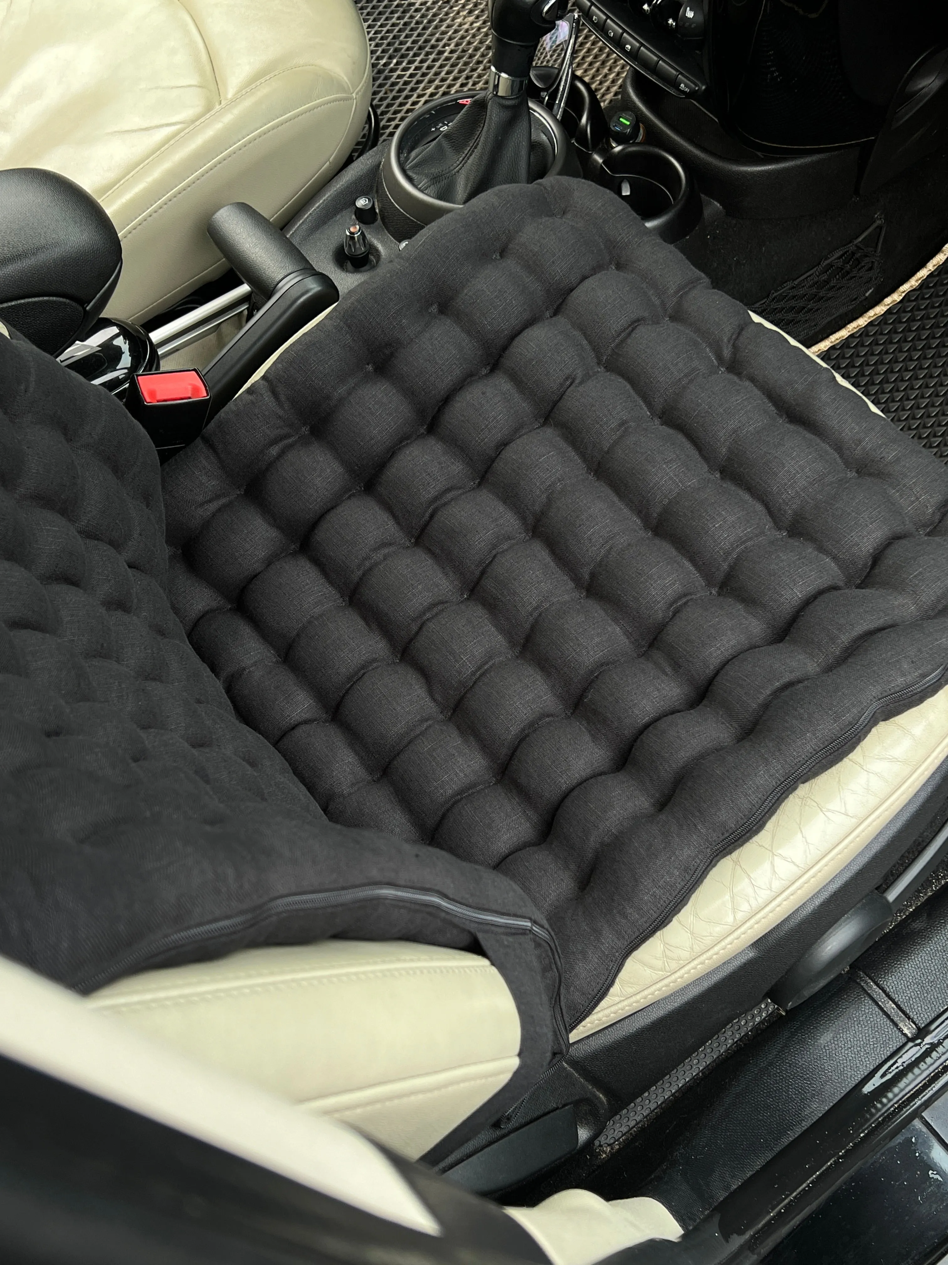 Black Linen Organic Car Seat Cover filling Buckwheat hulls in black color/Massage Orthopedic/Car Seat Cover