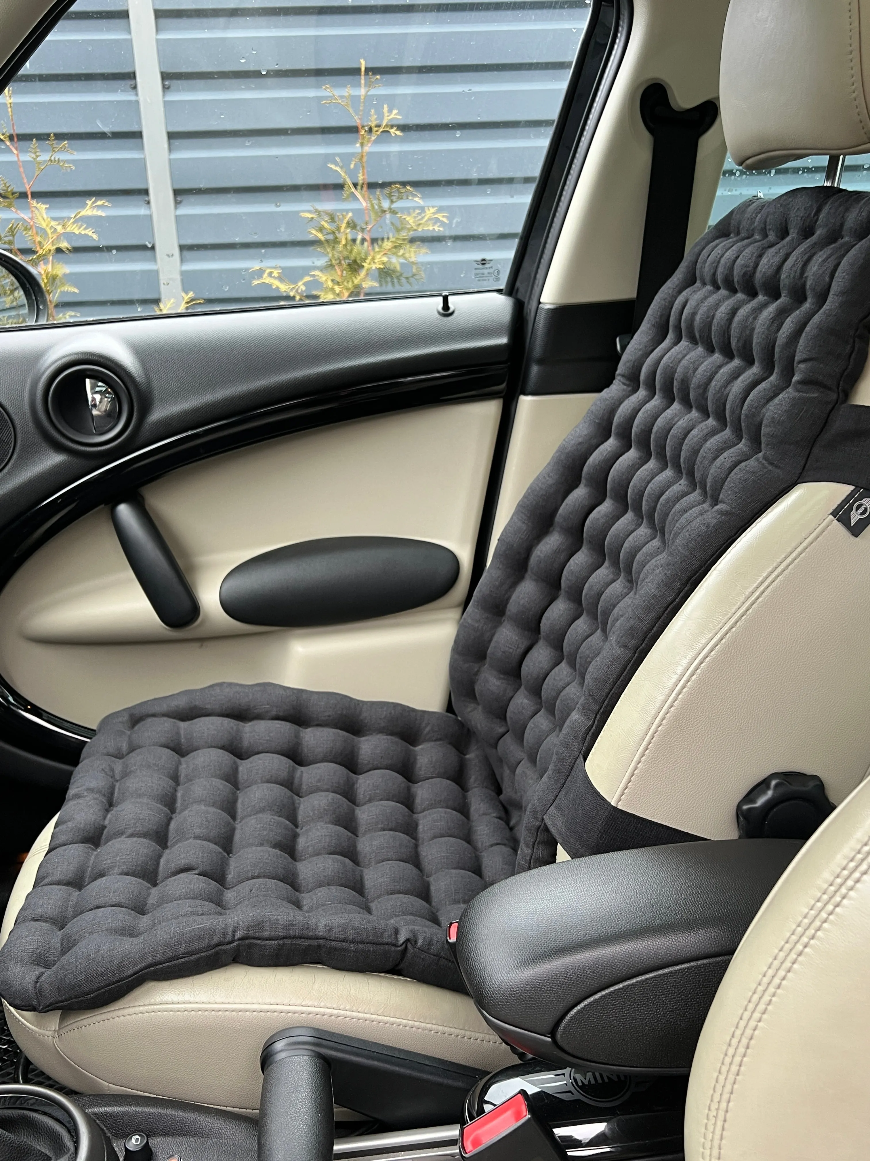 Black Linen Organic Car Seat Cover filling Buckwheat hulls in black color/Massage Orthopedic/Car Seat Cover