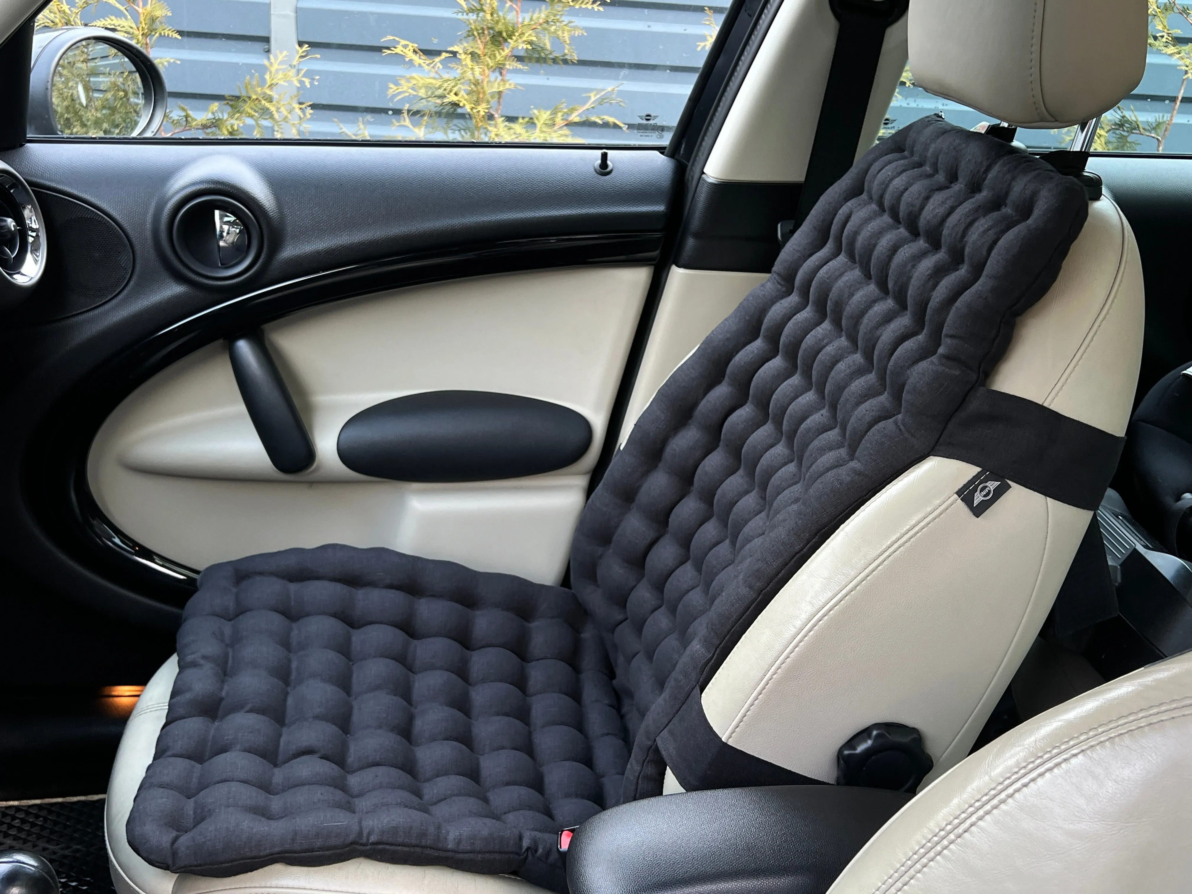 Black Linen Organic Car Seat Cover filling Buckwheat hulls in black color/Massage Orthopedic/Car Seat Cover