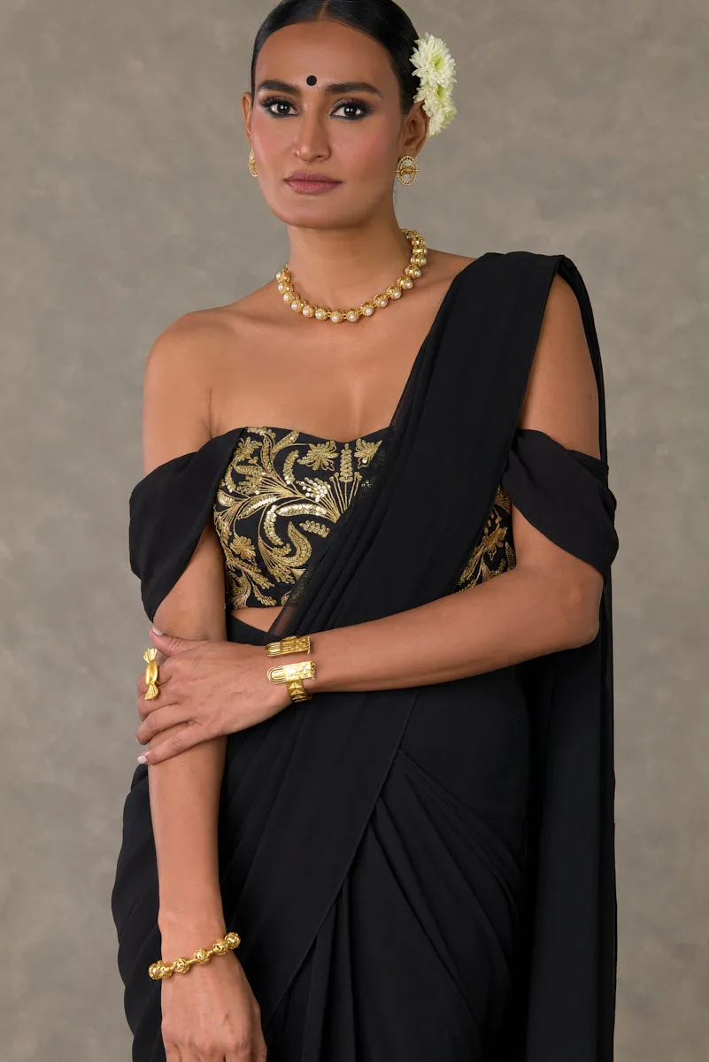 Black 'Neel- Kamal' Corset Saree