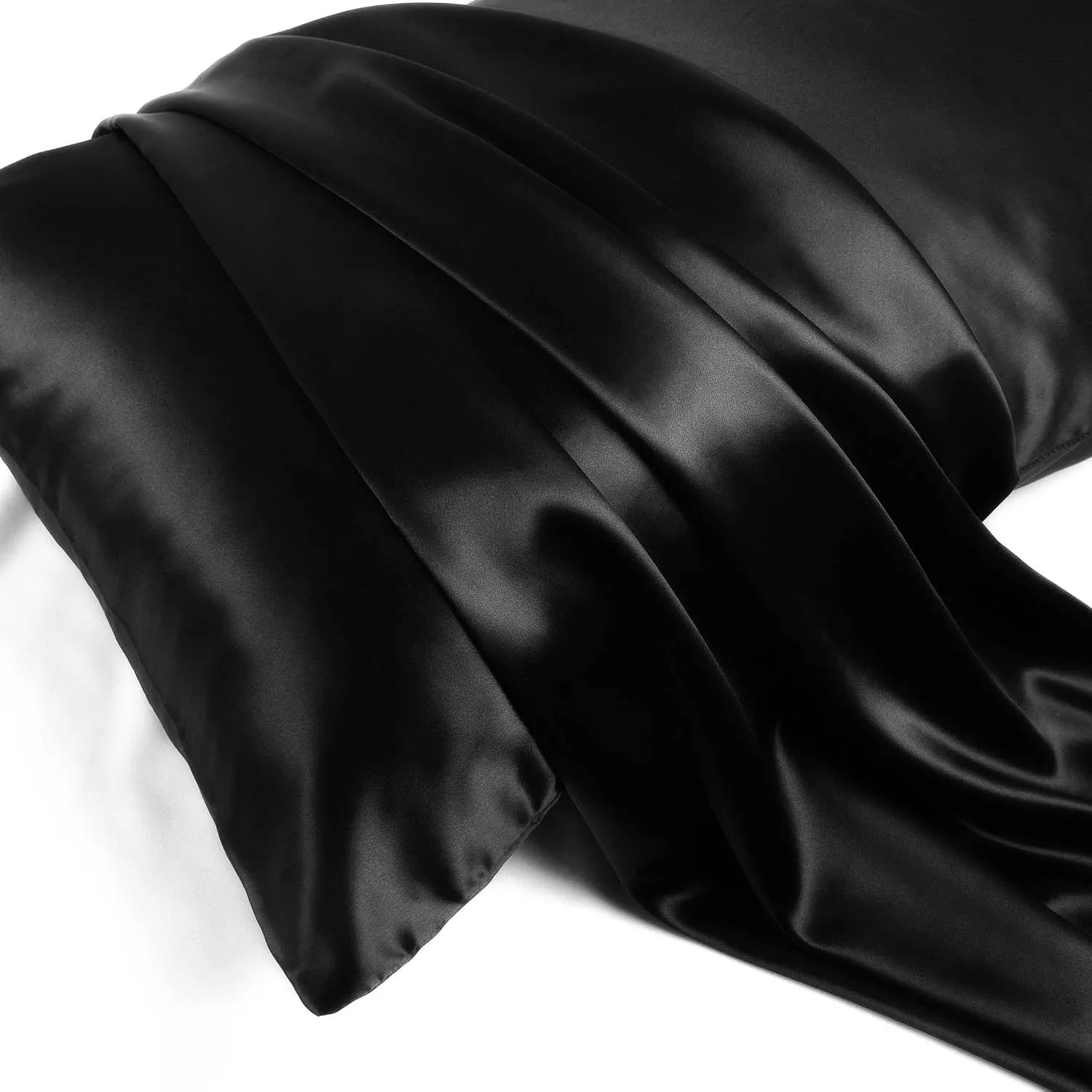 Black Silk Pillowcase - NZ Standard Size - Envelope Closure