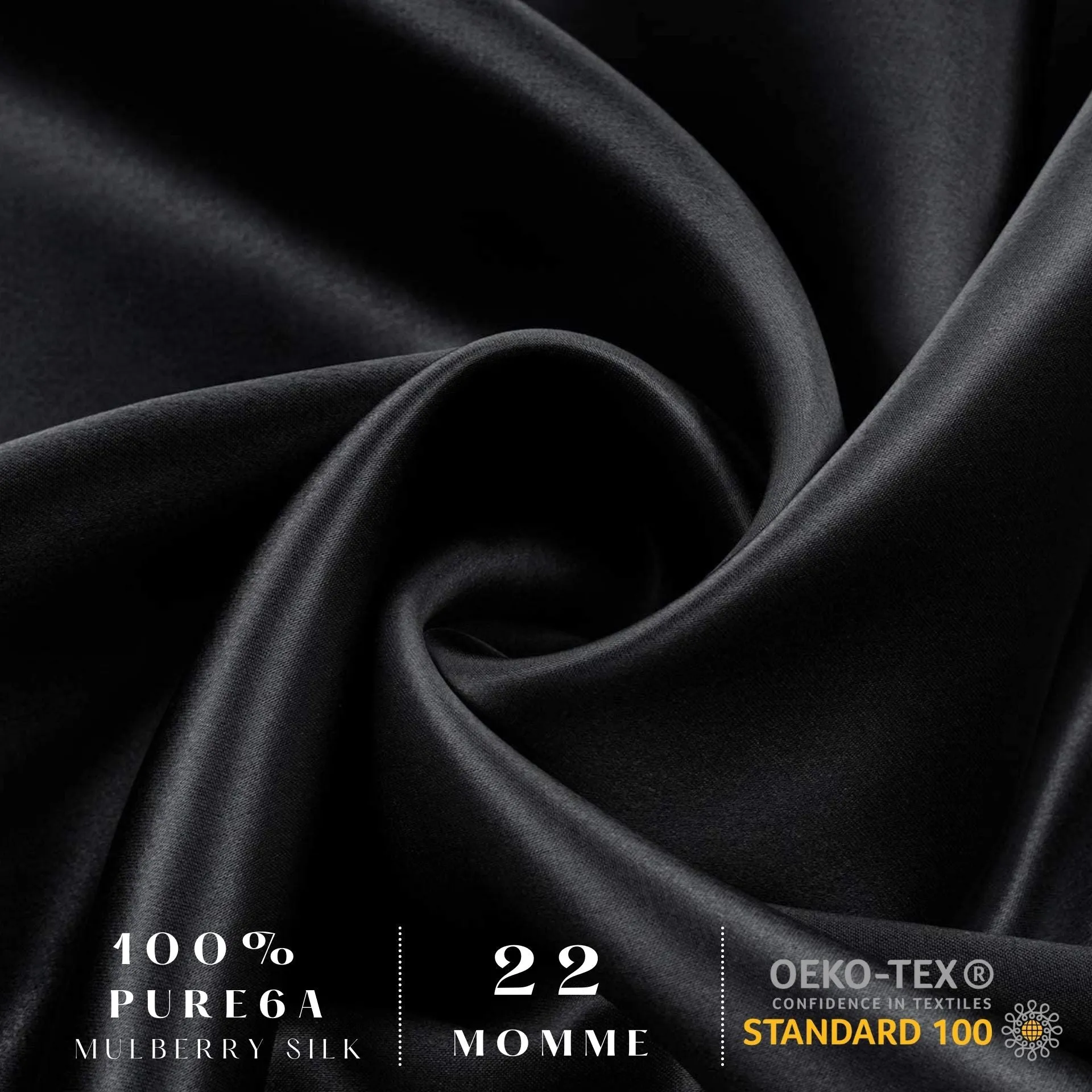 Black Silk Pillowcase - NZ Standard Size - Envelope Closure