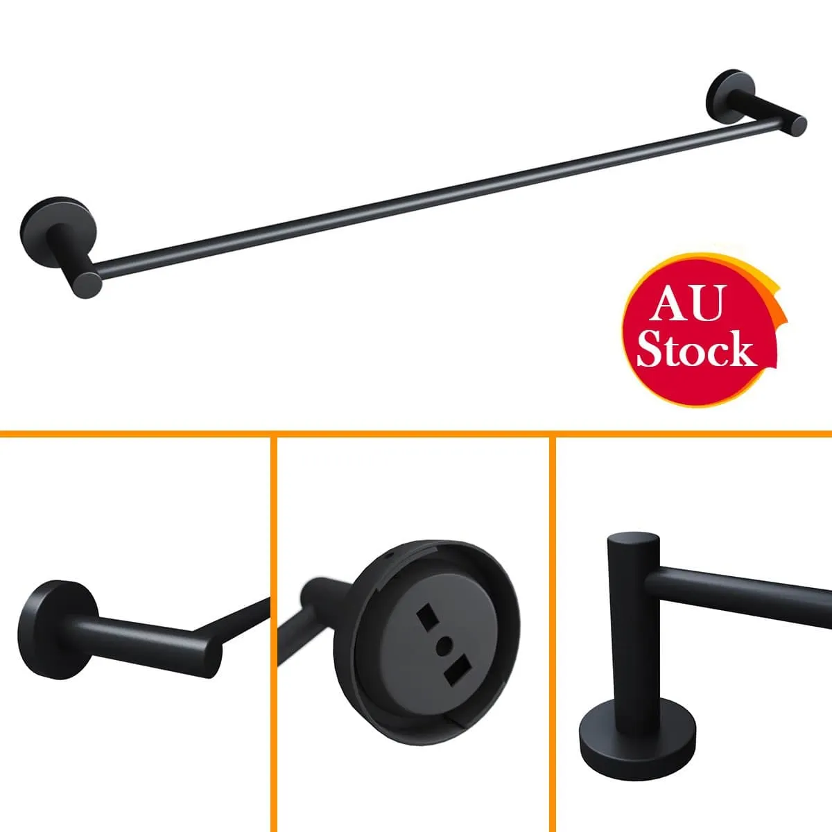 Black Towel Rail Bathroom Towel Rack Wall Mounted Stainless Steel